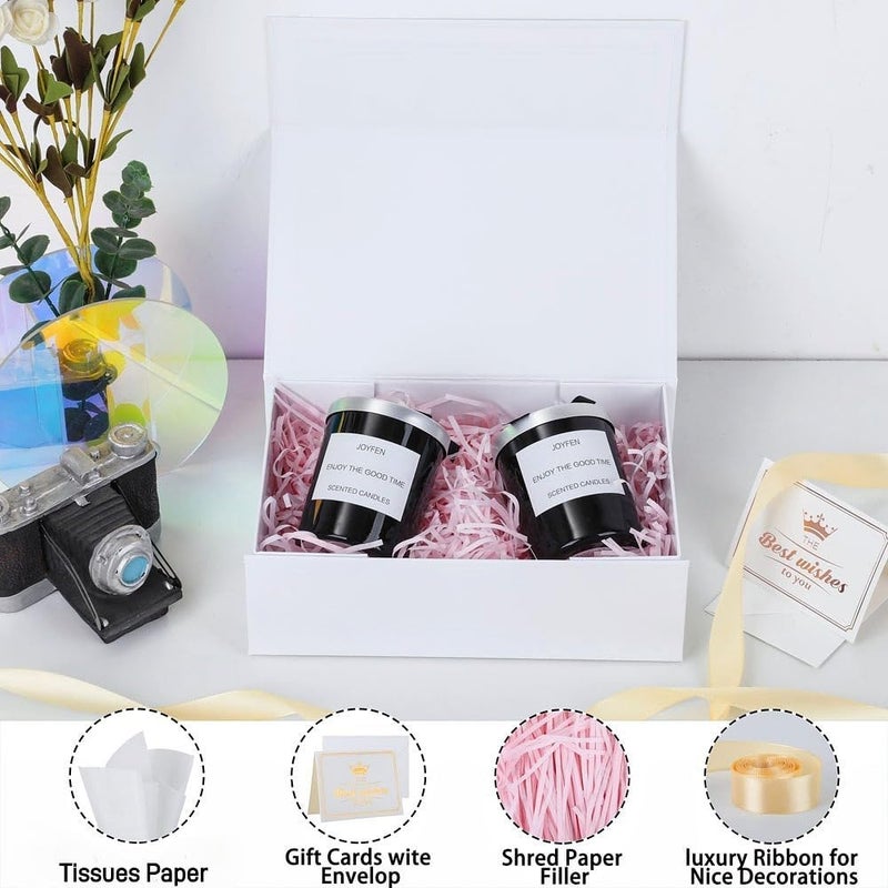 UoeRing 6 Pack White Gift Box 9.5x6x3 inch Small Luxury Gift Box for Presents with Magnetic Lid Collapsible,Bridesmaid Proposal,Contains Card, Ribbon, Tissue Paper,Shredded Paper Fille - Image 3